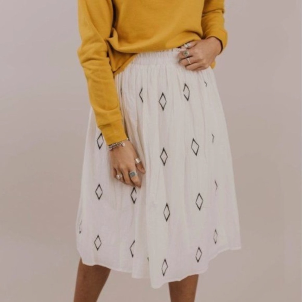 POLAGRAM Marquise White Diamond Midi Skirt